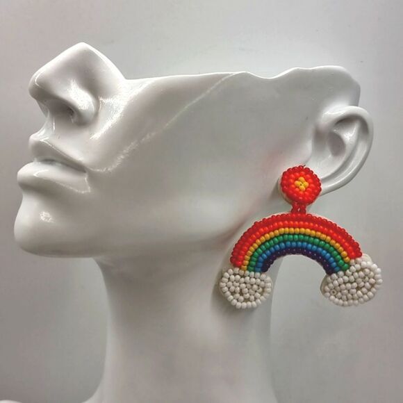 Bling RAINBOW seed bead earrings, Perfect for St Patty's Day and beyond - Picture 4 of 10